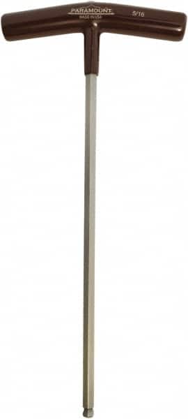 Paramount - 5/16" Hex, T-Handle Cushion Grip, Ball End Hex Key - 11-13/32" OAL, Protanium High Torque Steel, Inch System of Measurement - Exact Tooling