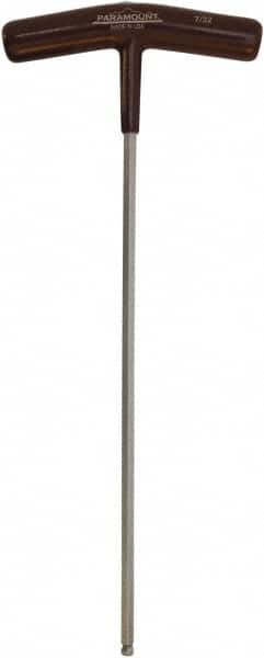 Paramount - 7/32" Hex, T-Handle Cushion Grip, Ball End Hex Key - 10-19/64" OAL, Protanium High Torque Steel, Inch System of Measurement - Exact Tooling