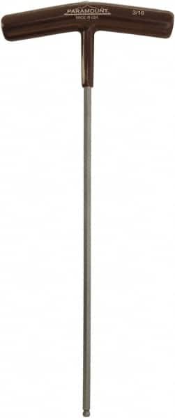 Paramount - 3/16" Hex, T-Handle Cushion Grip, Ball End Hex Key - 9-51/64" OAL, Protanium High Torque Steel, Inch System of Measurement - Exact Tooling