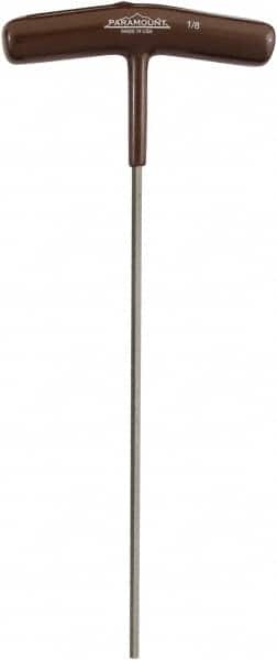 Paramount - 1/8" Hex, T-Handle Cushion Grip, Hex Key - 7-39/64" OAL, Protanium High Torque Steel, Inch System of Measurement - Exact Tooling