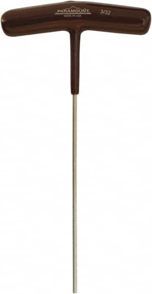 Paramount - 3/32" Hex, T-Handle Cushion Grip, Hex Key - 6-7/64" OAL, Protanium High Torque Steel, Inch System of Measurement - Exact Tooling