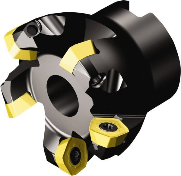 Sandvik Coromant - 1.9016" Cut Diam, 3/4" Arbor Hole, 0.0787" Max Depth of Cut, 19° Indexable Chamfer & Angle Face Mill - 5 Inserts, 419R-1405 Insert, Right Hand Cut, Through Coolant, Series CoroMill 419 - Exact Tooling