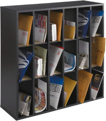 Safco - 33-3/4" Wide x 32-3/4" High x 12" Deep Wood Mail Sorter Module - 18 Compartments, Black - Exact Tooling