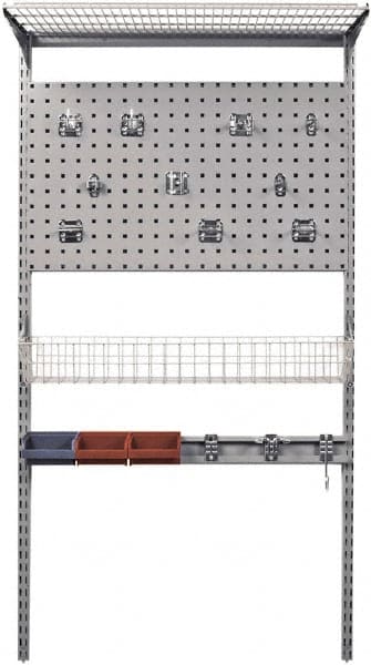 Triton - 33" Long Gray Pegboard Wall Mounted Storage - For Use with LocBoards, LocHook Assts, Wire Shelves, Wire Baskets, Hanging Bins & Mounting Hardware - Exact Tooling