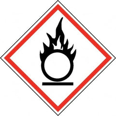 NMC - Hazardous Materials Label, Header: Oxidizer Warning - Legend: GHS - Graphic, English, Black & Red, 4" Long x 4" High, No Coating - Exact Tooling