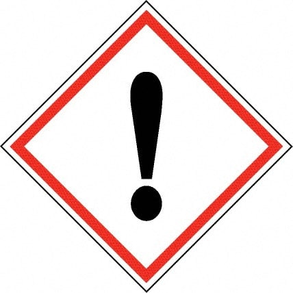 NMC - Hazardous Materials Label, Header: Harmful Irritant Warning - Legend: GHS - Graphic, English, Black & Red, 4" Long x 4" High, No Coating - Exact Tooling
