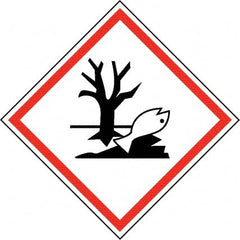 NMC - Hazardous Materials Label, Header: Dangerous for Environment Warning - Legend: GHS - Graphic, English, Black & Red, 4" Long x 4" High, No Coating - Exact Tooling