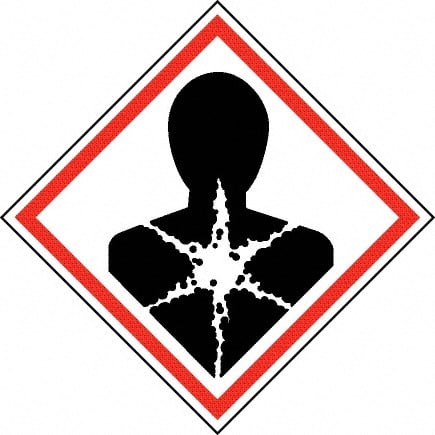 NMC - Hazardous Materials Label, Header: Health Hazard - Legend: GHS - Graphic, English, Black & Red, 4" Long x 4" High, No Coating - Exact Tooling