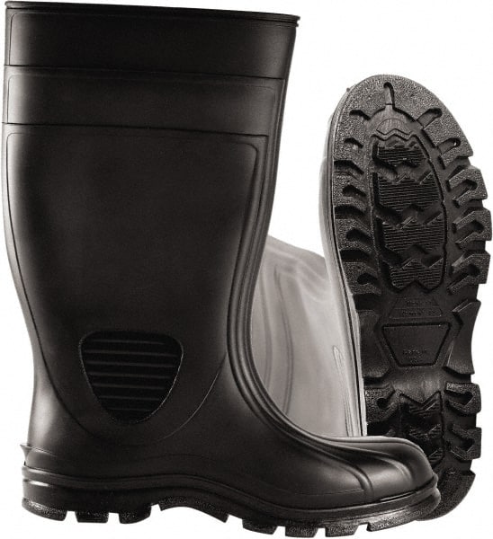PRO-SAFE - Unisex Size 13 Medium Width Steel Work Boot - Black, PVC Upper, 15" High, Non-Slip, Waterproof - Exact Tooling