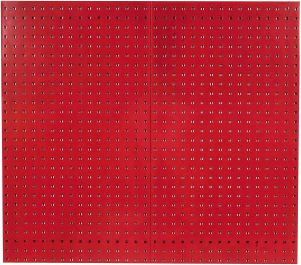 Triton - 24" Wide x 42-1/2" High Industrial Steel Tool Peg Board System - 2 Panels, Steel with Epoxy Coating, Red - Exact Tooling