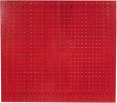 Triton - 24" Wide x 42-1/2" High Industrial Steel Tool Peg Board System - 2 Panels, Steel with Epoxy Coating, Red - Exact Tooling