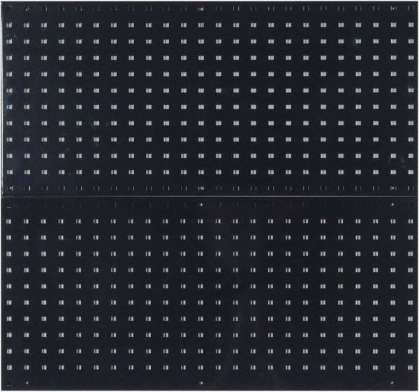 Triton - 18" Wide x 36" High Industrial Steel Tool Peg Board System - 2 Panels, Steel with Epoxy Coating, Black - Exact Tooling