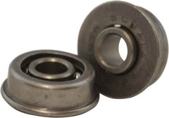 USDI - 1 Row, 11/16" OD, 1/4" Bore Diam, Round Open Conveyor Roller Bearing - 35 Lb Capacity, 550 Max RPM, with Flange, Steel with Steel Housing - Exact Tooling