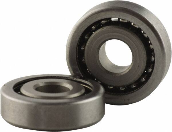 USDI - 1 Row, 1-1/2" OD, 1/2" Bore Diam, Round Open Conveyor Roller Bearing - 135 Lb Capacity, 550 Max RPM, Steel with Steel Housing - Exact Tooling