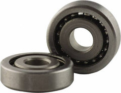 USDI - 1 Row, 1-1/2" OD, 1/2" Bore Diam, Round Open Conveyor Roller Bearing - 135 Lb Capacity, 550 Max RPM, Steel with Steel Housing - Exact Tooling