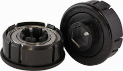 USDI - 1 Row, 2.262" OD, 11/16" Hex Double Seal Conveyor Roller Bearing - 750 Lb Capacity, 550 Max RPM, with Flange, Steel with Plastic, Zinc Housing - Exact Tooling