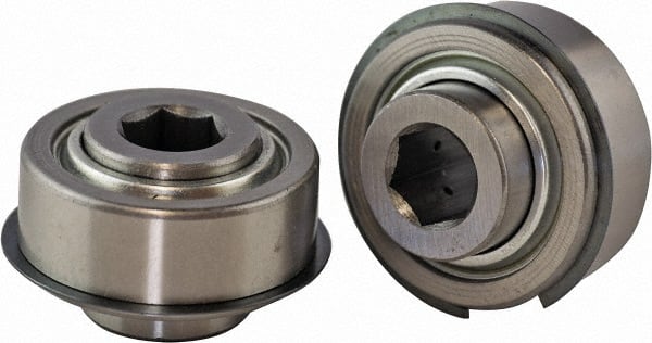 USDI - 1 Row, 2.265" OD, 11/16" Hex Double Shield Conveyor Roller Bearing - 2,450 Lb Capacity, 550 Max RPM, Steel with 52100 Chrome Steel Housing - Exact Tooling