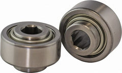 USDI - 1 Row, 2.265" OD, 11/16" Hex Double Shield Conveyor Roller Bearing - 2,450 Lb Capacity, 550 Max RPM, Steel with 52100 Chrome Steel Housing - Exact Tooling