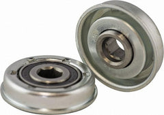 USDI - 1 Row, 1.783" OD, 7/16" Hex Double Shield Conveyor Roller Bearing - 635 Lb Capacity, 550 Max RPM, with Flange, Steel with Zinc Housing - Exact Tooling