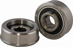 USDI - 1 Row, 1-1/2" OD, 7/16" Hex Double Shield Conveyor Roller Bearing - 635 Lb Capacity, 550 Max RPM, with Flange, Steel with Zinc Housing - Exact Tooling
