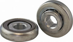 USDI - 1 Row, 2.321" OD, 11/16" Hex Open Conveyor Roller Bearing - 600 Lb Capacity, 550 Max RPM, Steel with Zinc Housing - Exact Tooling