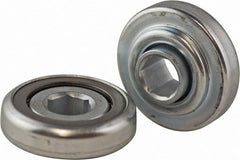 USDI - 1 Row, 2.321" OD, 11/16" Hex Open Conveyor Roller Bearing - 600 Lb Capacity, 550 Max RPM, Steel with Zinc Housing - Exact Tooling