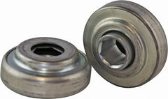 USDI - 1 Row, 2.321" OD, 11/16" Hex Open Conveyor Roller Bearing - 600 Lb Capacity, 550 Max RPM, Steel with Zinc Housing - Exact Tooling