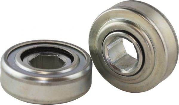 USDI - 1 Row, 3-1/16" OD, 1-1/16" Hex Open Conveyor Roller Bearing - 603 Lb Capacity, 550 Max RPM, Steel with Zinc Housing - Exact Tooling