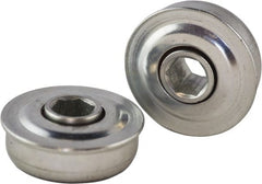 USDI - 1 Row, 1.53" OD, 7/16" Hex Double Seal Conveyor Roller Bearing - 145 Lb Capacity, 550 Max RPM, with Flange, Steel with Zinc Housing - Exact Tooling