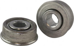 USDI - 1 Row, 0.908" OD, 5/16" Hex Open Conveyor Roller Bearing - 35 Lb Capacity, 550 Max RPM, with Flange, Steel with Zinc Housing - Exact Tooling