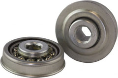 USDI - 1 Row, 1.897" OD, 7/16" Hex Single Seal Conveyor Roller Bearing - 190 Lb Capacity, 550 Max RPM, with Flange, Steel with Zinc Housing - Exact Tooling