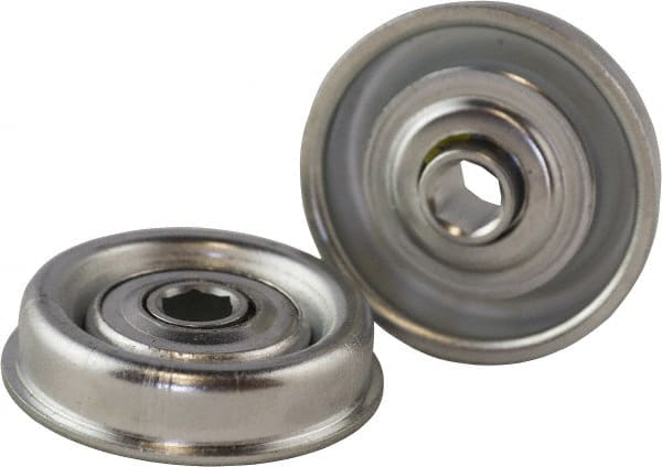 USDI - 1 Row, 1-1/2" OD, 7/16" Hex Double Seal Conveyor Roller Bearing - 145 Lb Capacity, 550 Max RPM, with Flange, Steel with Zinc Housing - Exact Tooling