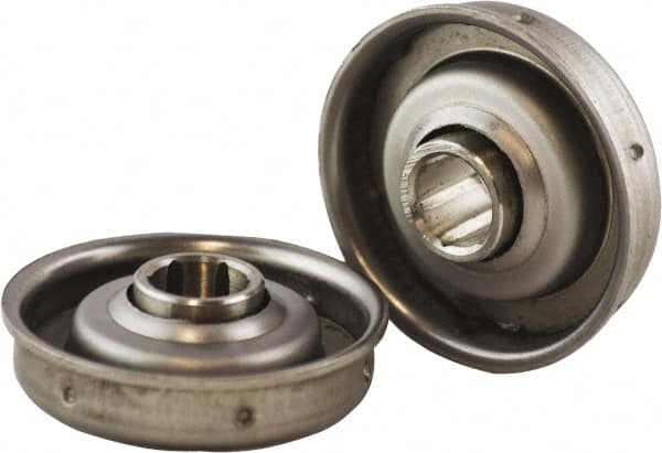 USDI - 1 Row, 1.78" OD, 7/16" Hex Open Conveyor Roller Bearing - 140 Lb Capacity, 550 Max RPM, with Flange, Stainless Steel with Stainless Steel Housing - Exact Tooling