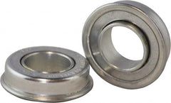 USDI - 1 Row, 2" OD, 1-1/64" Bore Diam, Round Double Seal Conveyor Roller Bearing - 350 Lb Capacity, 550 Max RPM, with Flange, Steel with Zinc Housing - Exact Tooling