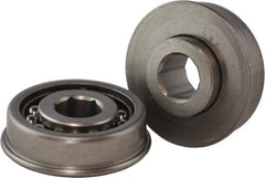 USDI - 1 Row, 2-1/4" OD, 11/16" Hex Open Conveyor Roller Bearing - 345 Lb Capacity, 550 Max RPM, with Flange, Steel with Steel Housing - Exact Tooling