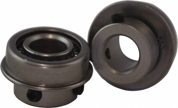 USDI - 1 Row, 1-1/8" OD, 1/2" Bore Diam, Round Open Conveyor Roller Bearing - 80 Lb Capacity, 550 Max RPM, with Flange, Steel with Steel Housing - Exact Tooling