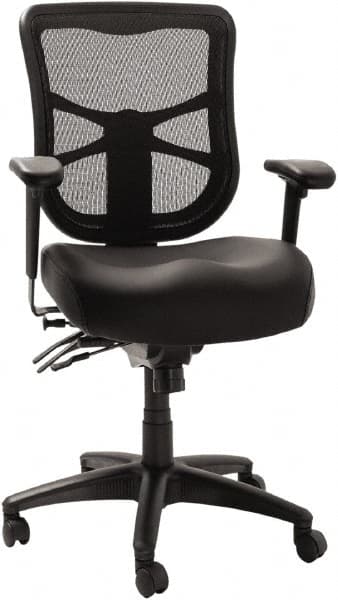 ALERA - 42-7/8" High Mid Back Chair - 25" Wide x 27-5/8" Deep, Leather Seat, Black - Exact Tooling