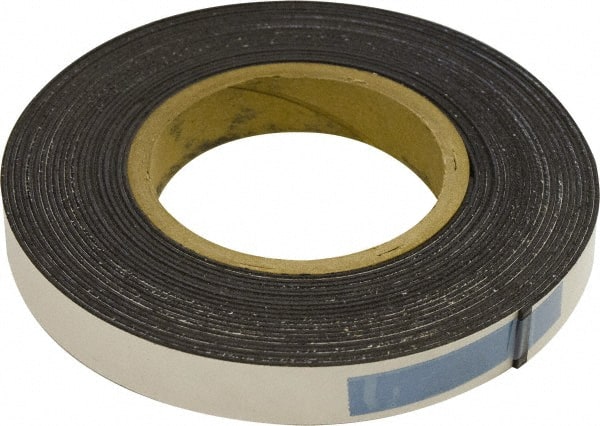 Mag-Mate - 300" Long x 1" Wide x 1/16" Thick Flexible Magnetic Strip - 12 Lb Max Pull Force, 6 Linear Ft/Lb Magnetic Pull Force, Adhesive Back, Dark Brown - Exact Tooling