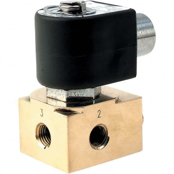 Parker - 120/60 - 110/50 VAC 1/4" NPT Port Brass Three-Way Quick Exhaust Solenoid Valve - Exact Tooling