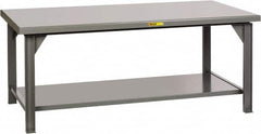 Little Giant - 84 Wide x 42" Deep x 34" High, 7 Gauge Steel Workbench - Fixed Legs, Gray - Exact Tooling