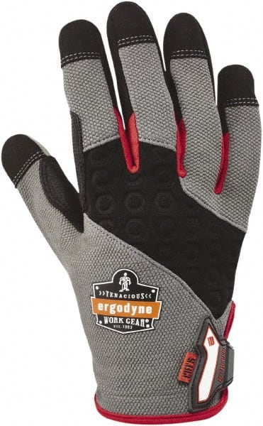 Ergodyne - Size L (9), ANSI Cut Lvl A4, Puncture Lvl 4, Abrasion Lvl 3, Armortex Cut Resistant Gloves - Hook & Loop Cuff, Gray, Paired - Exact Tooling