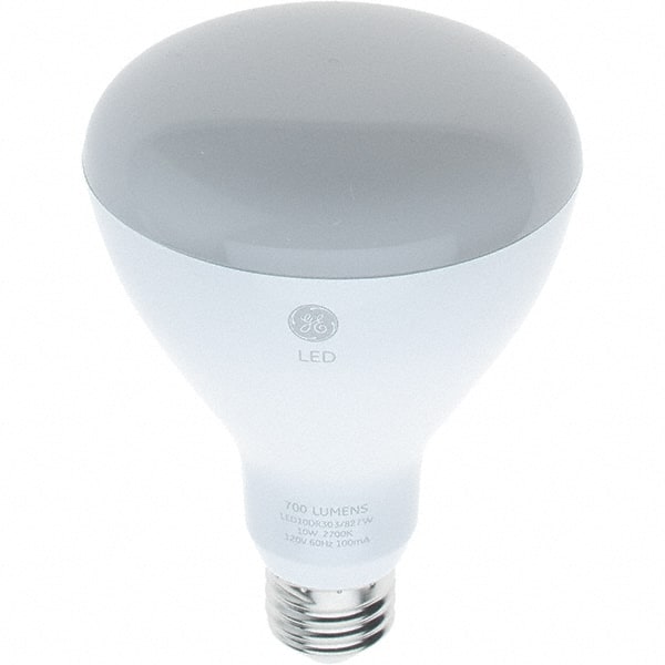 GE Lighting - 10 Watt LED Flood/Spot Medium Screw Lamp - 2,700°K Color Temp, 700 Lumens, 120 Volts, Dimmable, BR30, 25,000 hr Avg Life - Exact Tooling
