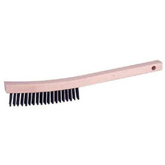 Vortec Pro Curved Handle Scratch Brush, Stainless Steel, 3 × 19 Rows - Exact Tooling