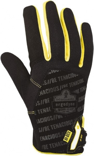 Ergodyne - Size M (8) Polyester Blend Work Gloves - For Mechanic's & Lifting, Uncoated, Hook & Loop Cuff, Full Fingered, Black, Paired - Exact Tooling