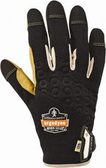 Ergodyne - Size S (7) Polyester Blend Work Gloves - For Mechanic's & Lifting, Uncoated, Hook & Loop Cuff, Full Fingered, Black/Tan, Paired - Exact Tooling
