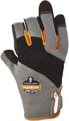Ergodyne - Size L (9) Polyester Blend Work Gloves - For Mechanic's & Lifting, Uncoated, Hook & Loop Cuff, (3) Half Fingered/(2) Full Fingered, Black/Gray, Paired - Exact Tooling