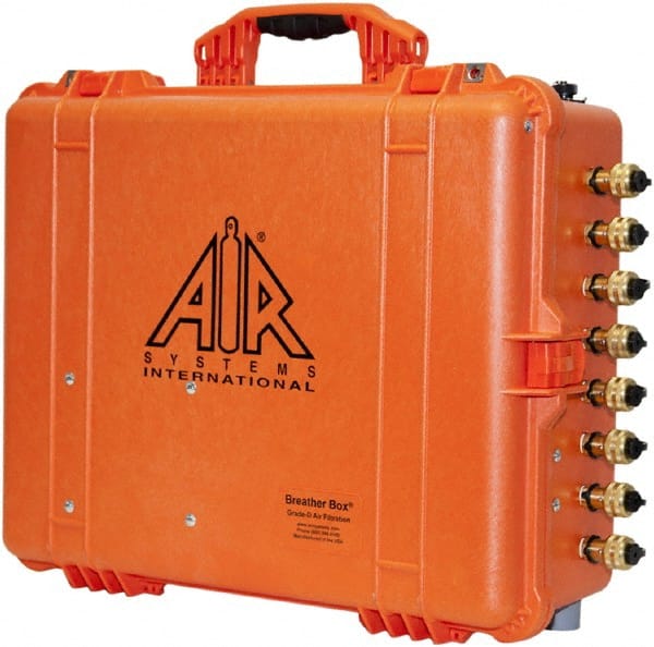 AIR Systems - 100 CFM Portable SAR Grade-D Filtration Breather Box - 8 Respirator Outlets, 1/2" Inlet, 1/4" Outlet - Exact Tooling