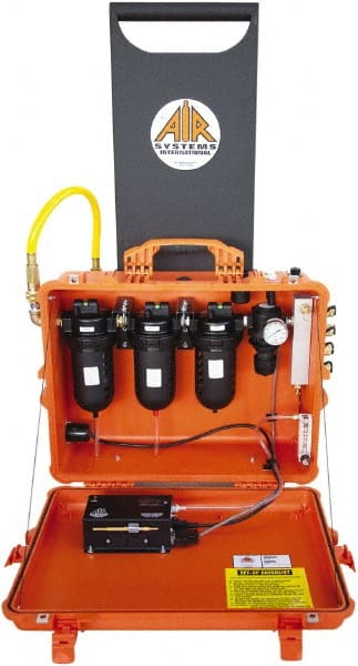 AIR Systems - 100 CFM Portable SAR Grade-D Filtration Blast-Air Cart - 8 Respirator Outlets, 1/2" Inlet, 1/4" Outlet - Exact Tooling