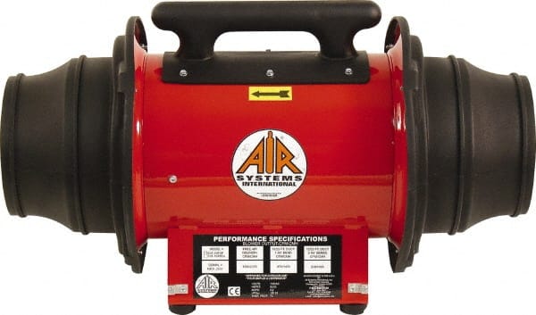 AIR Systems - 10 & 8" Inlet, Electric AC Inline Axial Fan - 0.33 hp, 1,159 CFM (Free Air), Explosion Proof, 220 Max Voltage Rating - Exact Tooling