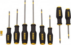 DeWALT - 8 Piece Phillips, Slotted & Square Screwdriver Set - Ergonomic & Bi-material Handle, Blade Sizes: Length 3 to 6, Width 3/16, 1/4 & 5/16, Bit Sizes: Philips #1 to #3 - Exact Tooling